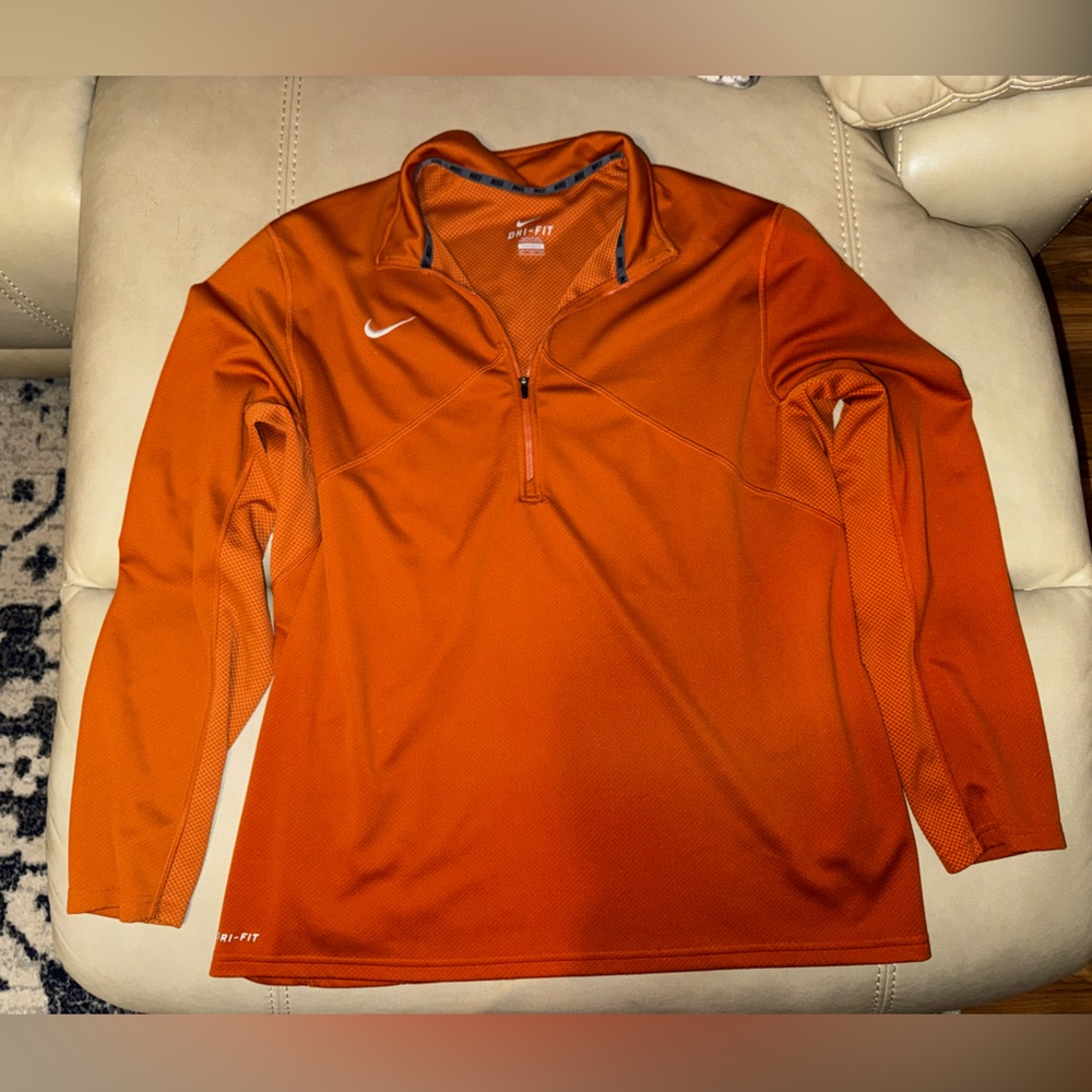 Nike Dri-FIT Burnt Orange 1/4 Zip Pullover - Textured Mesh Sleeves - XXL